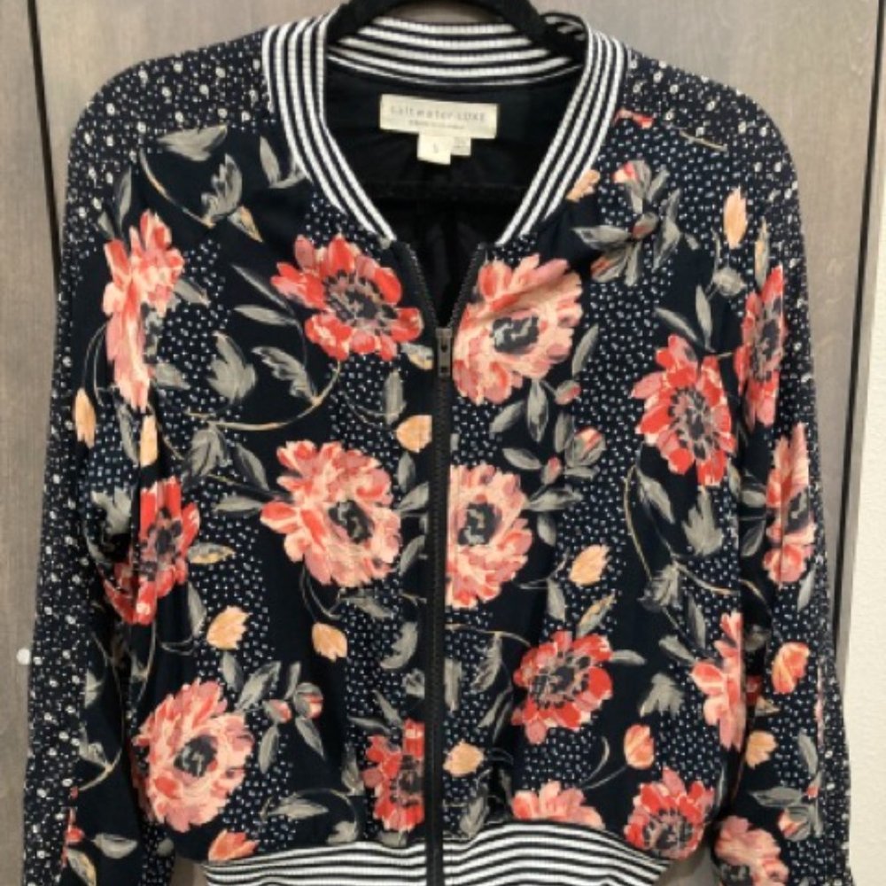 Saltwater Luxe Mix Printed Bomber Jacket Sz S